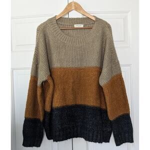 Sweet Lovely By Jen Oversized Colorblock Crewneck Sweater